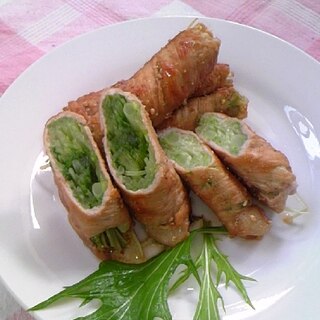 肉巻き水菜のごま焼き♪